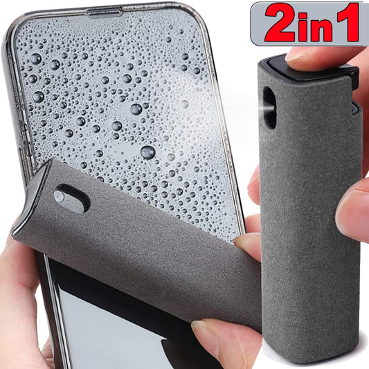 2in1 Microfiber Screen Cleaner Spray Bottle Set Mobile Phone Ipad Computer Microfiber Cloth Wipe Iphone Cleaning Glasses Wipes